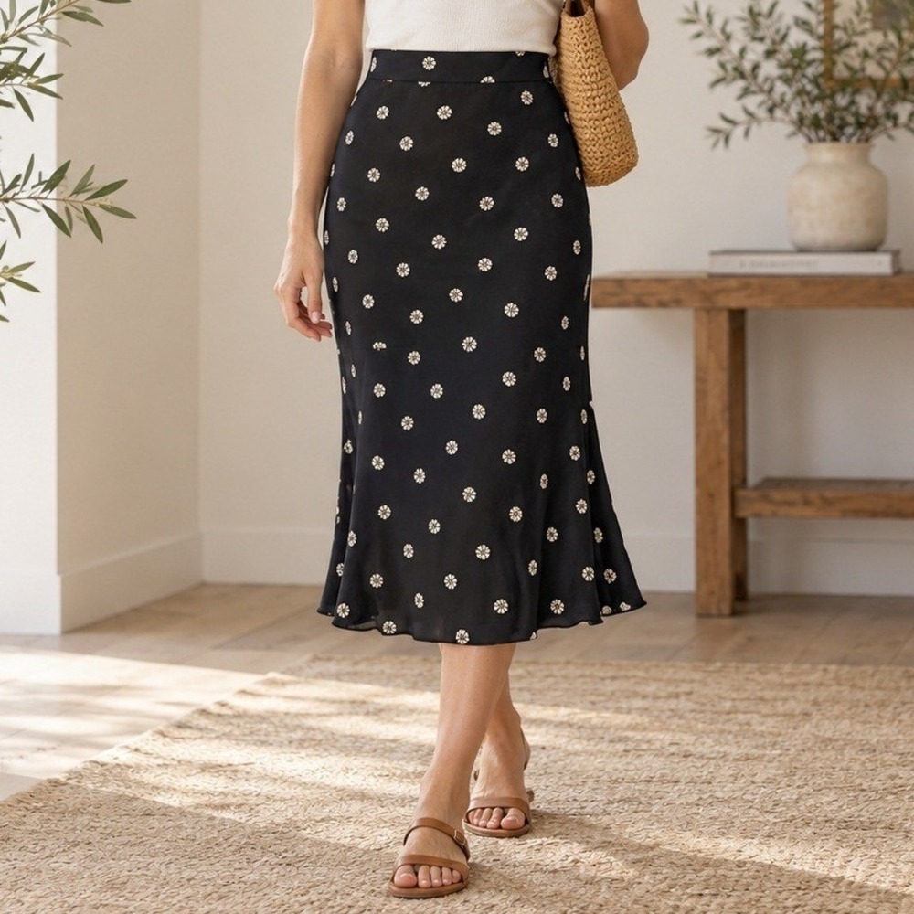 Madewell Daisy Floral Size 2 Skirt Floral Asymmetrical Ruffle Boho Flowy Casual